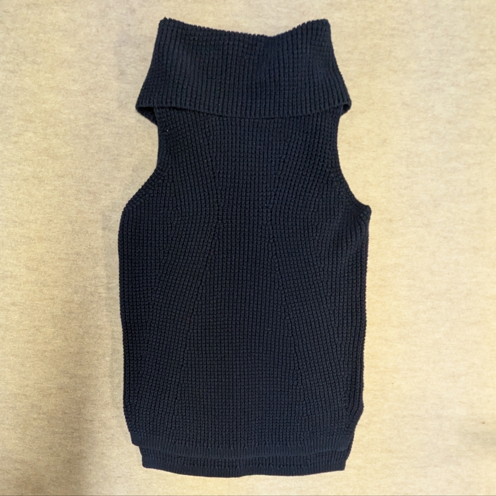 Max Studio Deep Blue  Cowl Neck Knit Pullover Sweater Vest For Women Size Large